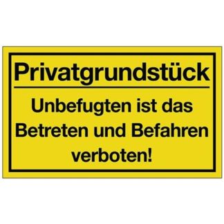 NW Schild Privatgrundstück 400 x 250 mm Kunststoff gelb/schwarz Hinweiszeichen