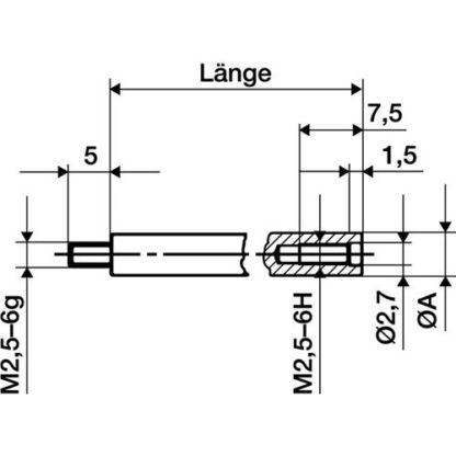 Käfer Verlängerungsstück Länge 100mm Messbolzen-D. 4mm für Messuhren 62501