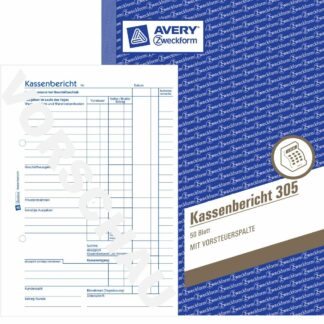AVERY Zweckform Kassenbericht / 305, weiß, DIN A5 hoch, Inhalt 50 Blatt
