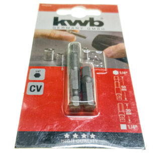 KWB Adapter-Satz 50 mm & 30 mm CV, 1/4″ Sechskant auf 1/4″ Vierkant 2er Pack