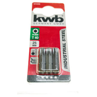 KWB Bit T40, 25 mm, 1/4″ C 6.3, TQ 60 Steel Torx 3er Pack Bits 121240