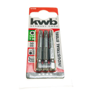 KWB Bit T30, 50 mm, 1/4″ E 6.3, TQ 60 Steel Torx 3er Pack