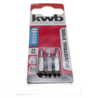 KWB Bit Schlitz (4 mm, 5 mm, 6 mm)  25 mm 1/4″ C 6.3 TQ 60 Steel 3er Pack 121540