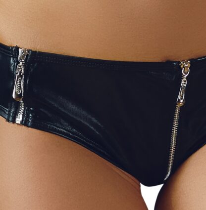 Wetlook-Pants mit Zip schwarz