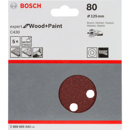 Bosch Exzenter-Schleifblatt rund C430 Expert for Wood and Paint 5er 125mm K80