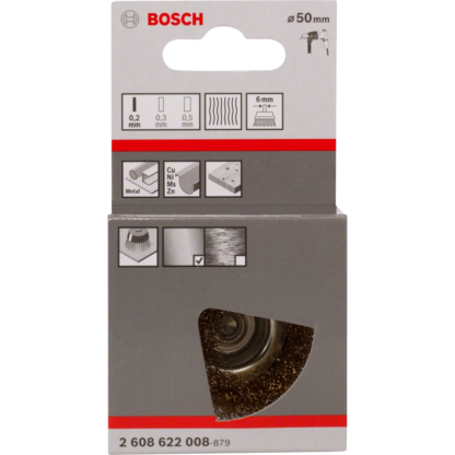 Bosch Topfbürste gewellter Draht vermessingt 50 mm / 0,2 mm / 6mm 2608622008