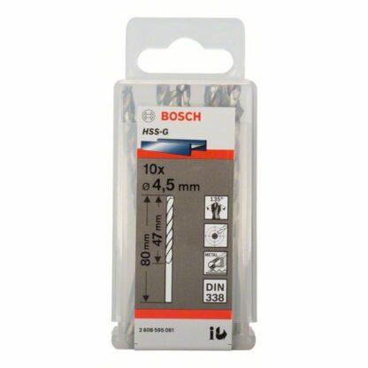 Bosch Metallbohrer HSS-G, DIN 338, 4,5 x 47 x 80 mm, 10er-Pack