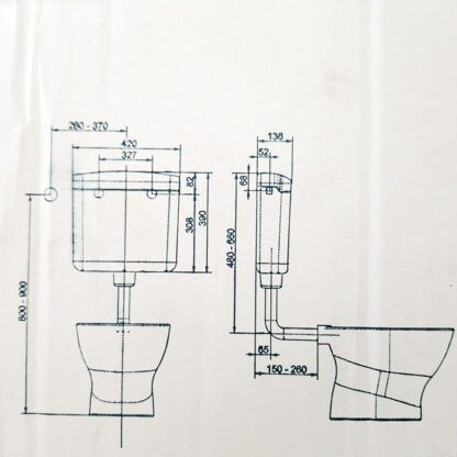 TOTO Pagette Ecoplus WC-Spülkasten 3L 6-9 Liter 795190172 2-Mengen pergamon