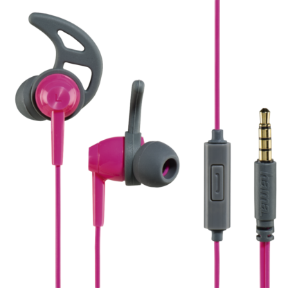 hama Fitness In-Ear-Stereo-Headset “Action” Pink/Grau 177022 3,5-mm-Klinke