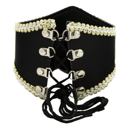 Breites Leder-Halsband schwarz/weiß