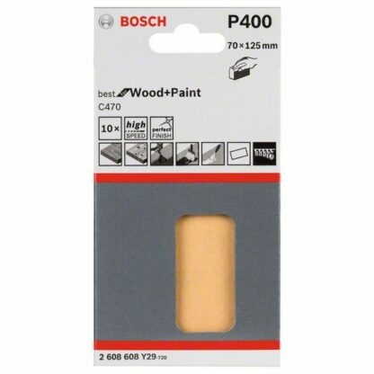 Bosch Schleifblatt C470, 70 x 125 mm, 400, ungelocht, 10er-Pack 2608608Y29