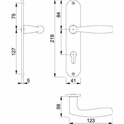 Hoppe Langschildgarnitur Vitória Messing M1515/302 MS F71 PZ 72mm DIN L/R